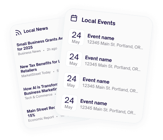 News and events card stack